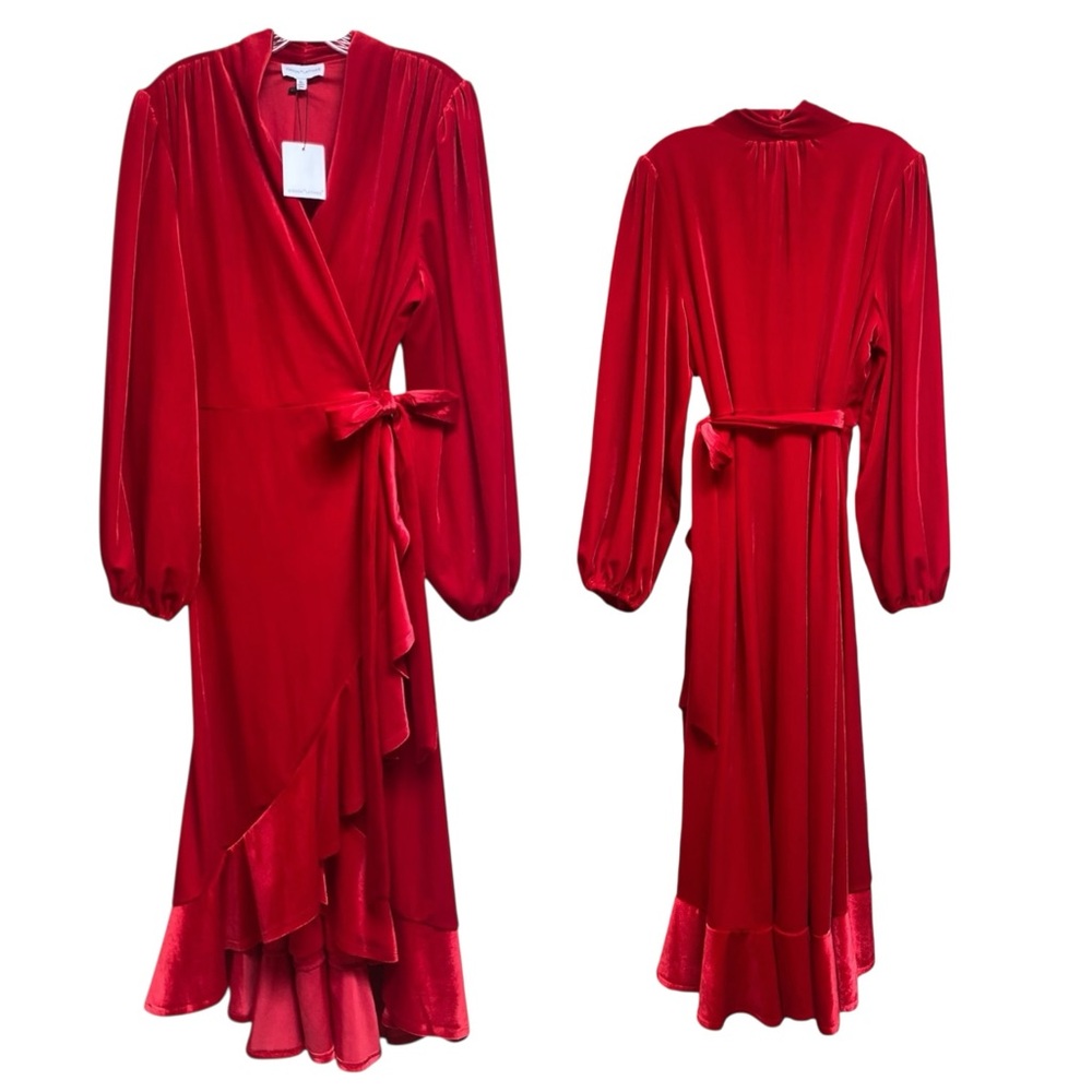 Gibson Latimer / Crimson Velvet Wrap Dress / SZ XL / NWT